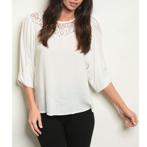 Elegant white cotton blend top